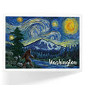 Washington starry night magnet with mountain, forest, and night sky design.