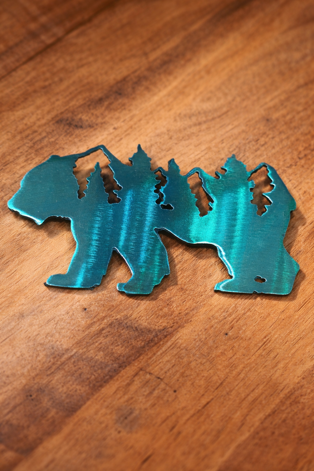 Locally Made PNW Vibes Bear steel magnet featuring Pacific Northwest forest design 